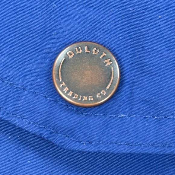 Duluth Trading Co Womens Sherpa Fleece Full Zip Jacket Navy Cream Orange Large - Picture 4 of 6